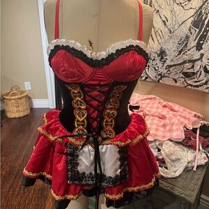 Dreamgirl Red and Black Lace-Up Chemise